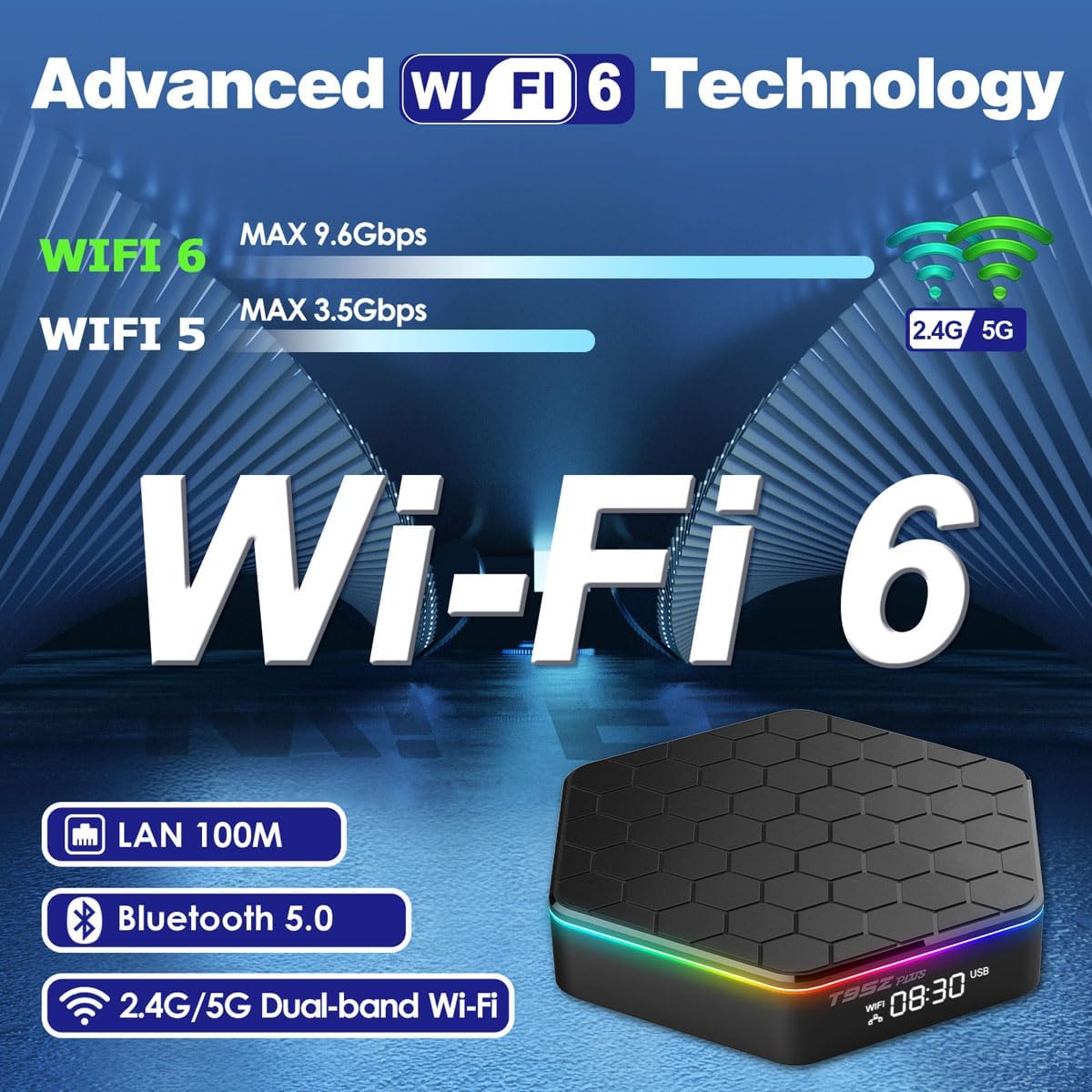 Android TV Box 4GB RAM 64GB ROM 6K 4K Wi-Fi 6 Bluetooth 5.0 USB O2094