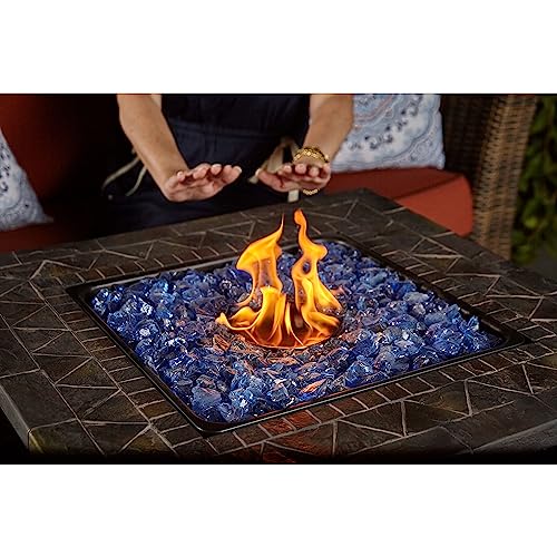 30-Inch Square 30,000 BTU Propane Outdoor Fire Pit Table with Blue Fire Glass C8589