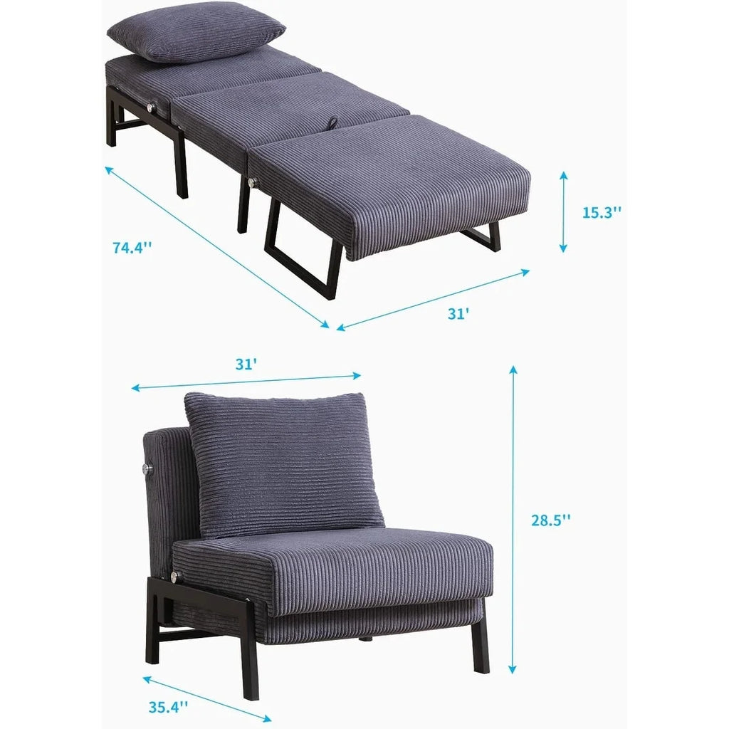 Foldable Sleeper Sofa Bed Dark Grey G77045