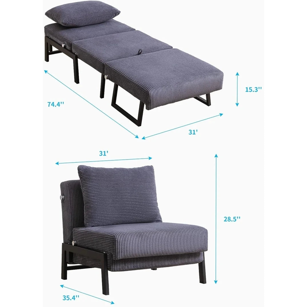 Foldable Sleeper Sofa Bed Dark Grey G77045