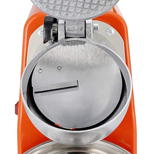 Orange Electric Ice Shaver Machine Ice Crusher, Stainless Steel Blade Snow Cone Maker, 143lbs/hr Shaved Ice Machine R999079