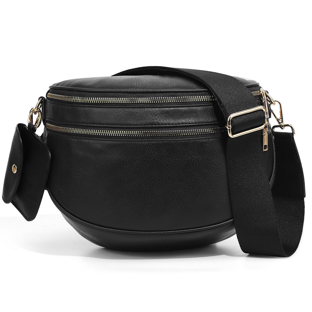 Ounamei Checkered Crossbody Bum Bag for Women Large Capacity Belt Bag for Moms & Everyday Travel
