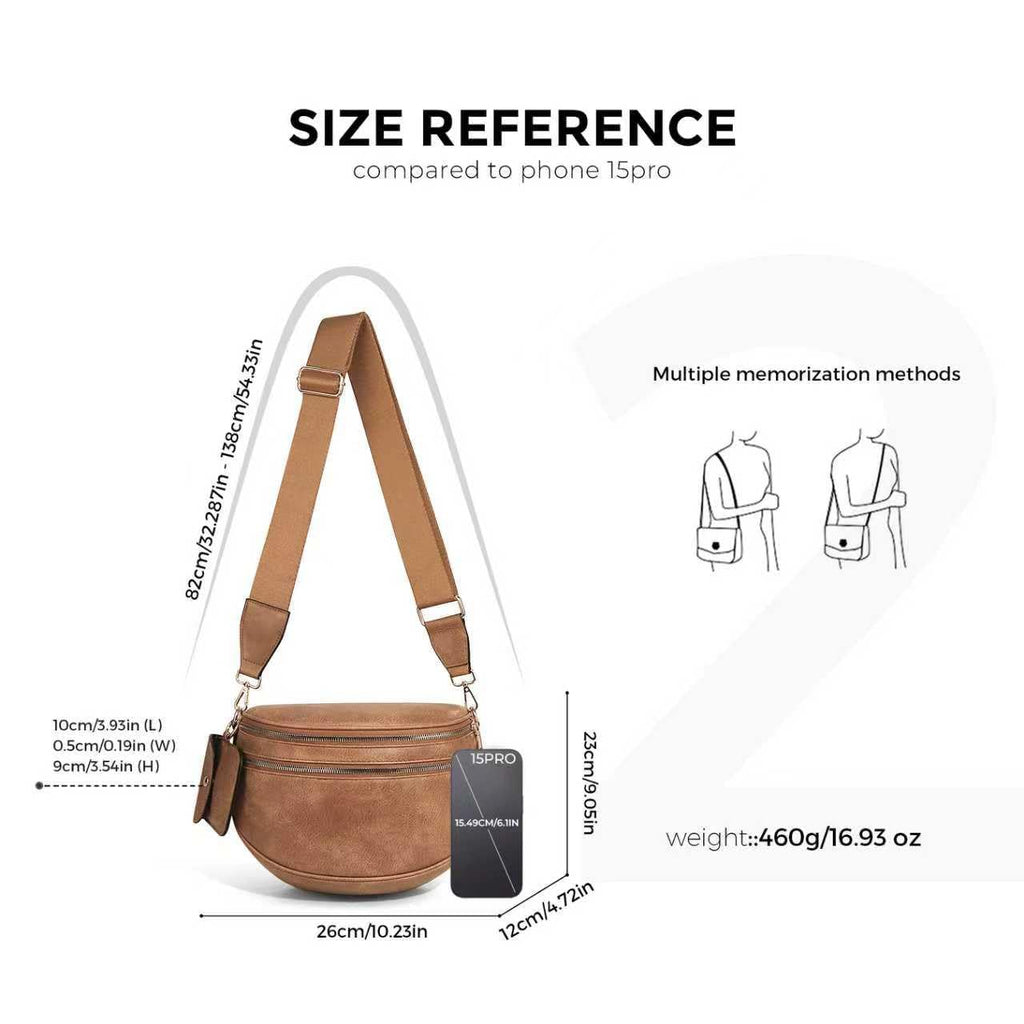 Ounamei Checkered Crossbody Bum Bag for Women Large Capacity Belt Bag for Moms & Everyday Travel