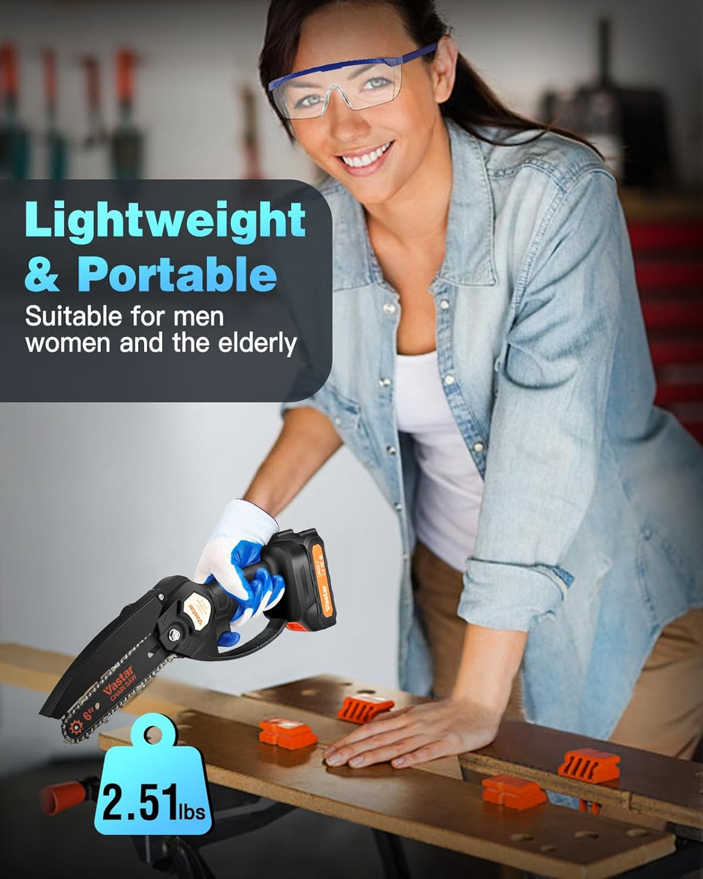 6inch Cordless Electric Chainsaw with 2 Batteries H21672