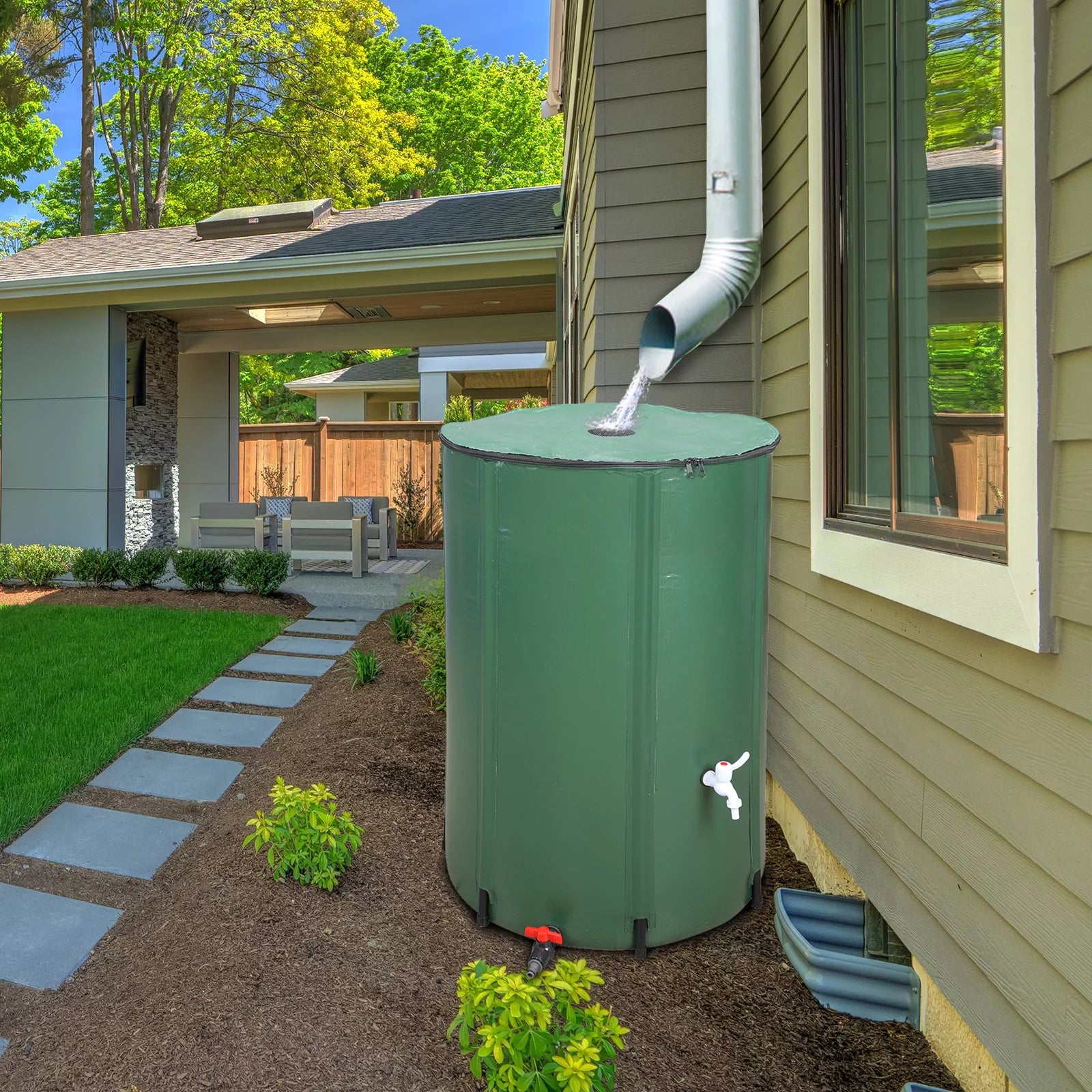 100 Gallon Portable Rain Barrel Water Storage E78394