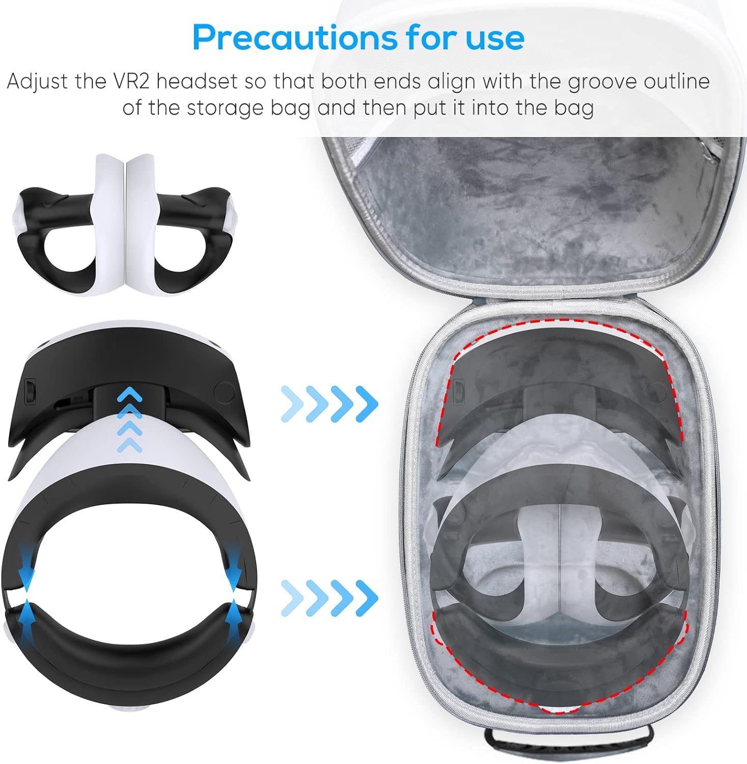 Hard Carrying Case Bag for PlayStation VR2 Gaming Headset and Touch Controllers Accessories L214