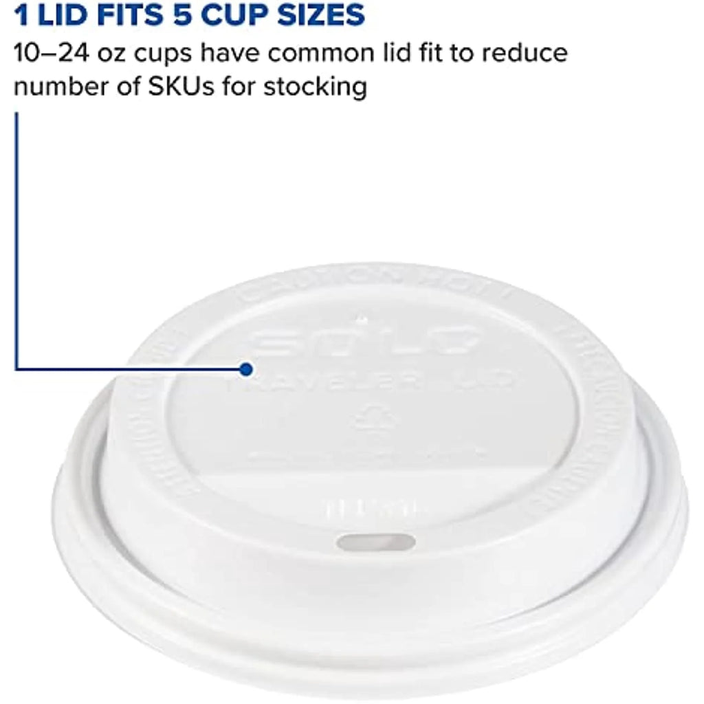 White Traveler Lid For Hot Cup - 2 Packs Of 100 (200 Lids Total) D32080