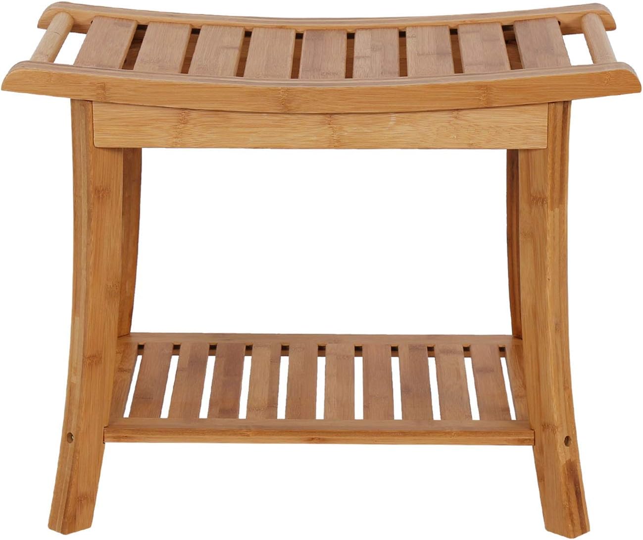 Bamboo Shower Stool with Storage Shelf J788561