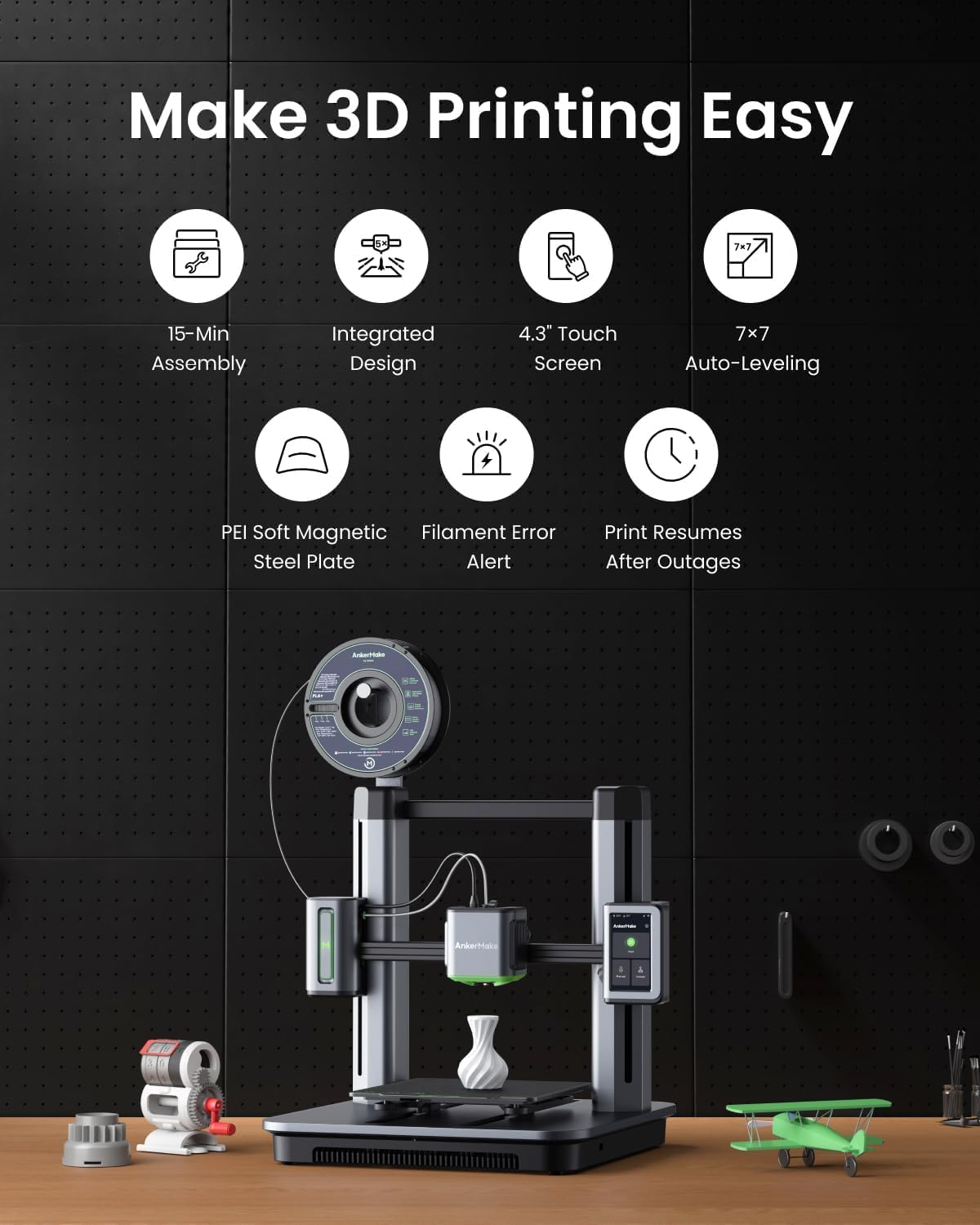 M5 3D Printer, High-Speed, 500 mm/s, Auto-Leveling (Renewed) N730