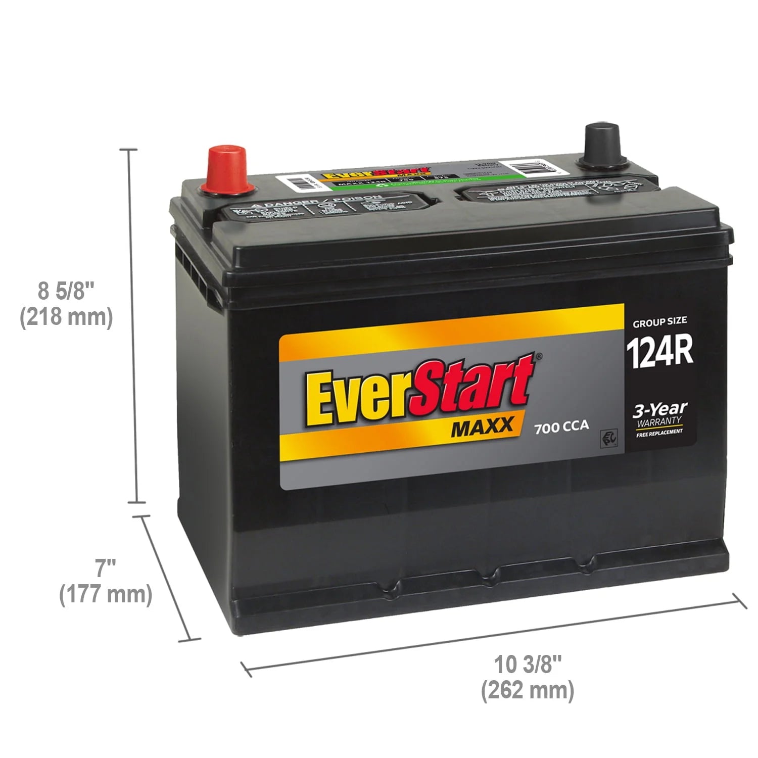 Group Size 124R 12 Volt 700 CCA Lead Acid Automotive Battery D2587
