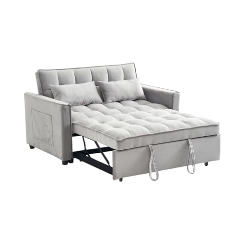 Grey 3 in 1 Convertible Sleeper Sofa Bed with Adjustable Backrest F3235