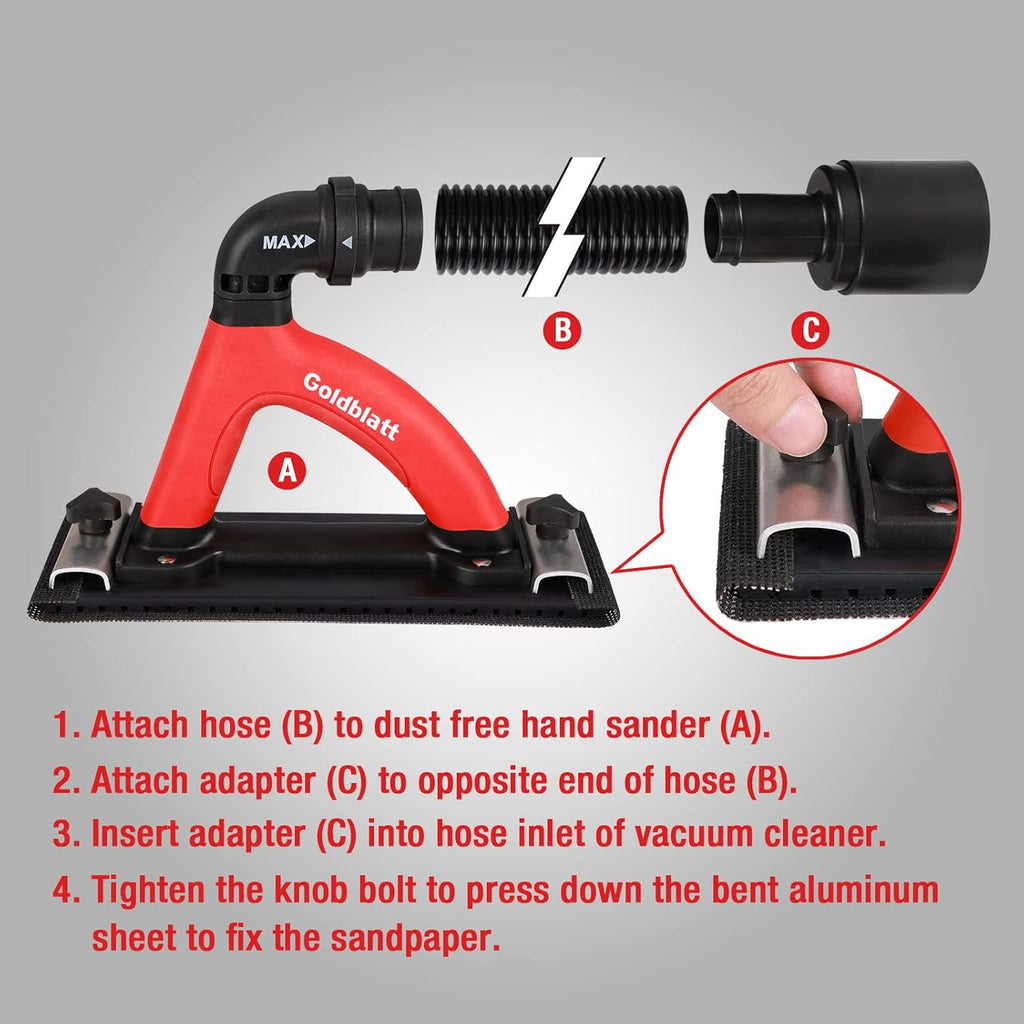 Dust Free Hand Sander with 6.5ft Hose E70531