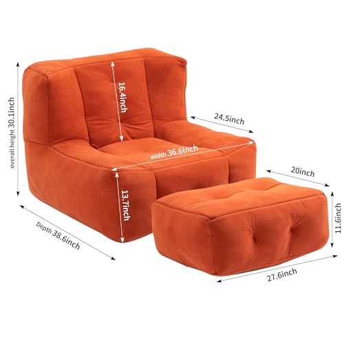 White Microfiber Memory Foam Bean Bag Chair with Footstool Q251