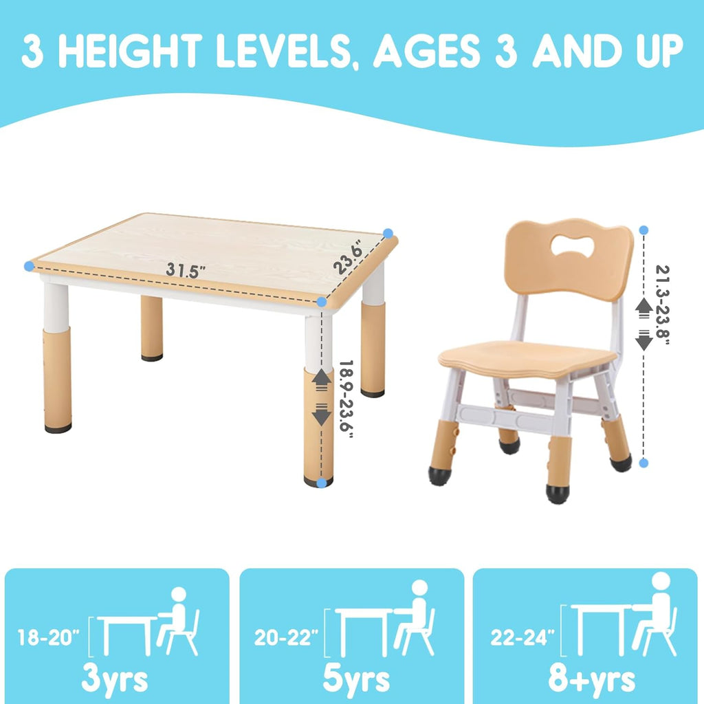 Kids table and chair set with 8 leg covers and 12 color pens U5961