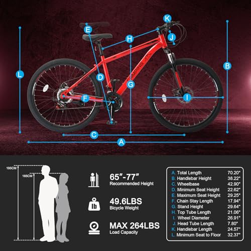 26/27.5" 21 Speed Mountain Bike with High Carbon Steel Frame X721455