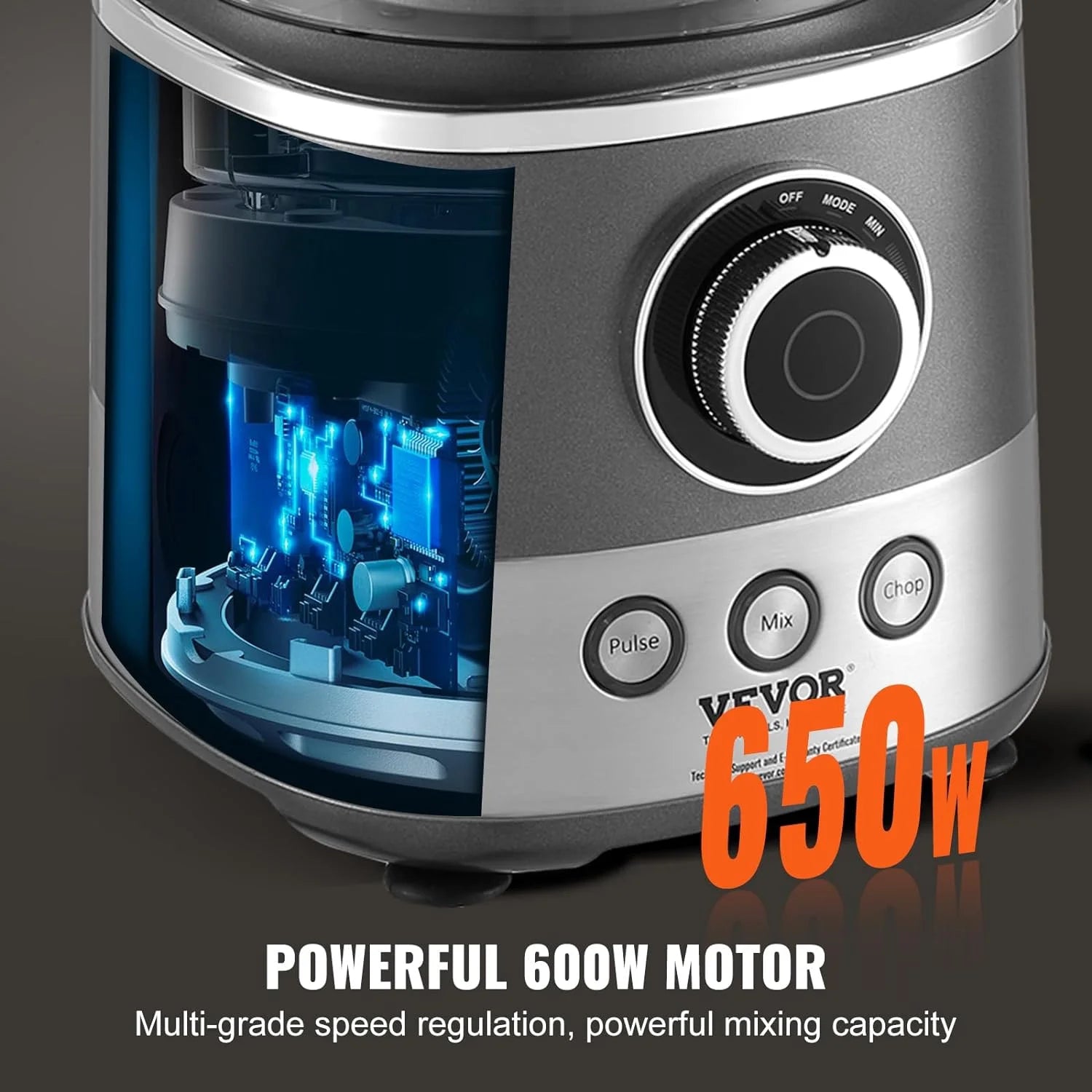 650W 14-Cup Vegetable Chopper 2-Speed Stainless Steel Blade Electric Food Processor, Gray N78680