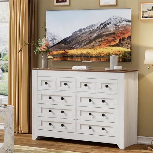 White 54" Wide 3 Drawer Wood Dresser with Sliding Barn Doors R954203