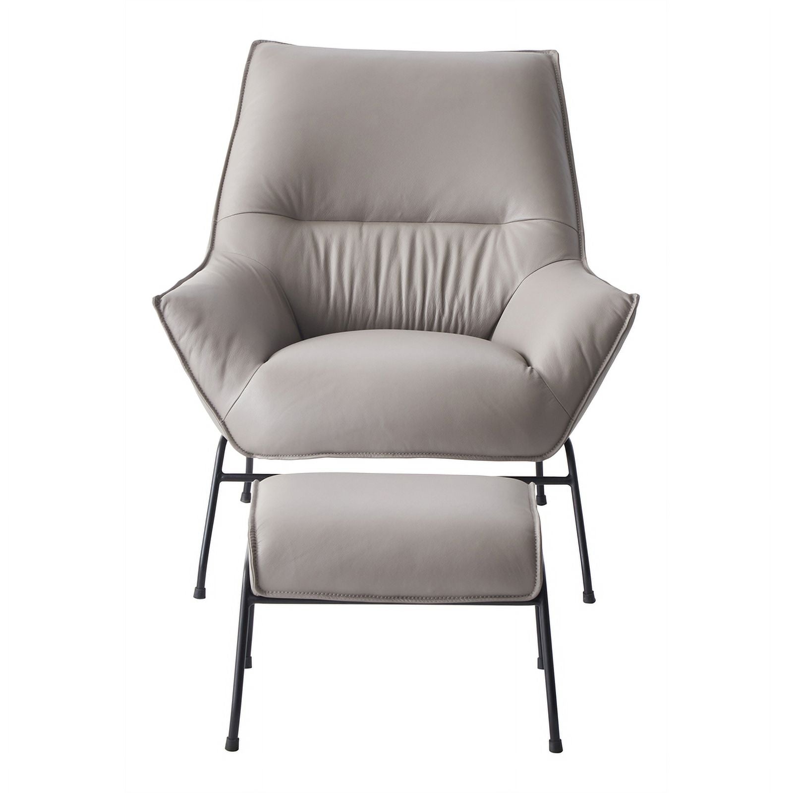 Khaki Upholstered Leather Accent Chair and Ottoman W796