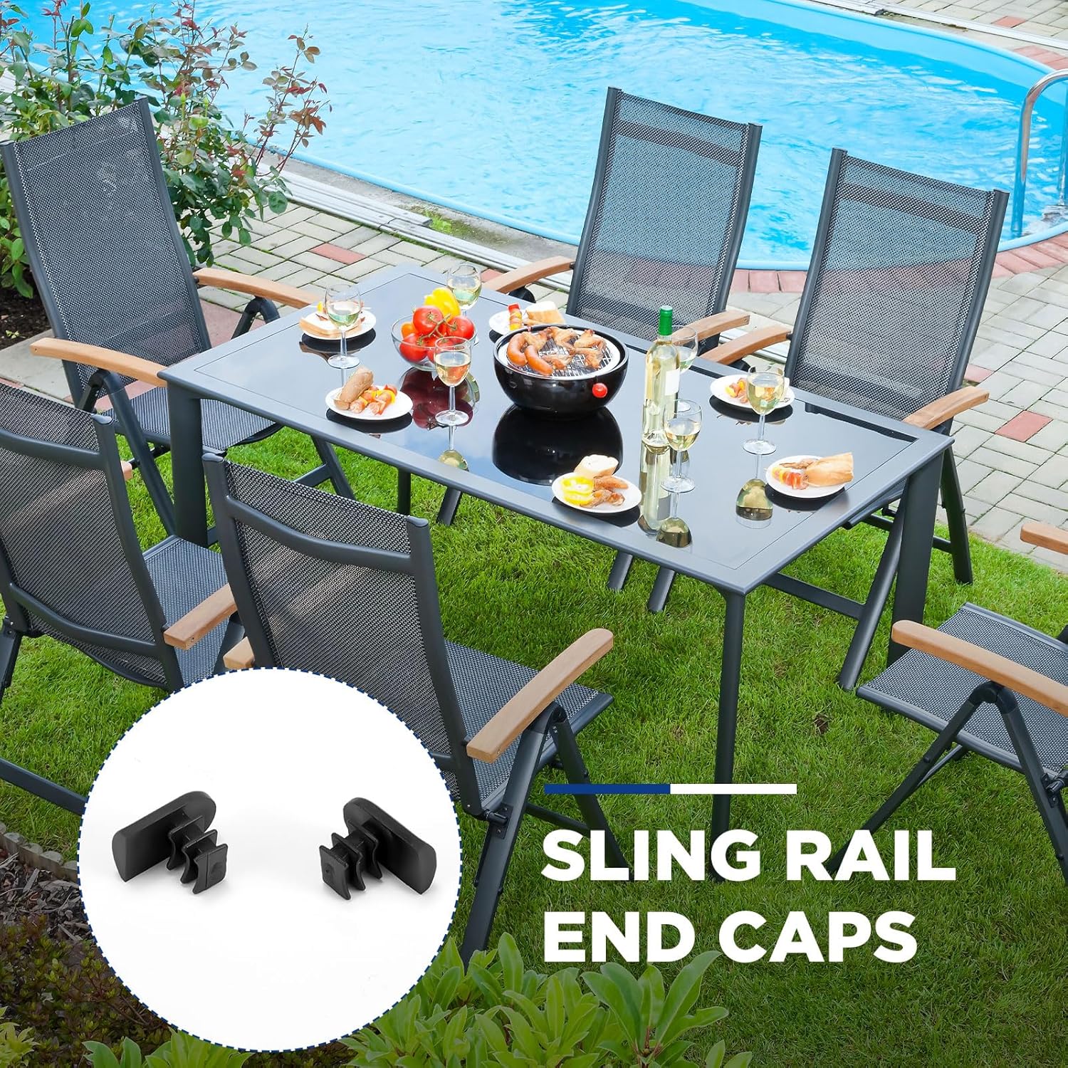 30 Pcs Black Nylon Oval Sling Rail End Caps T265957