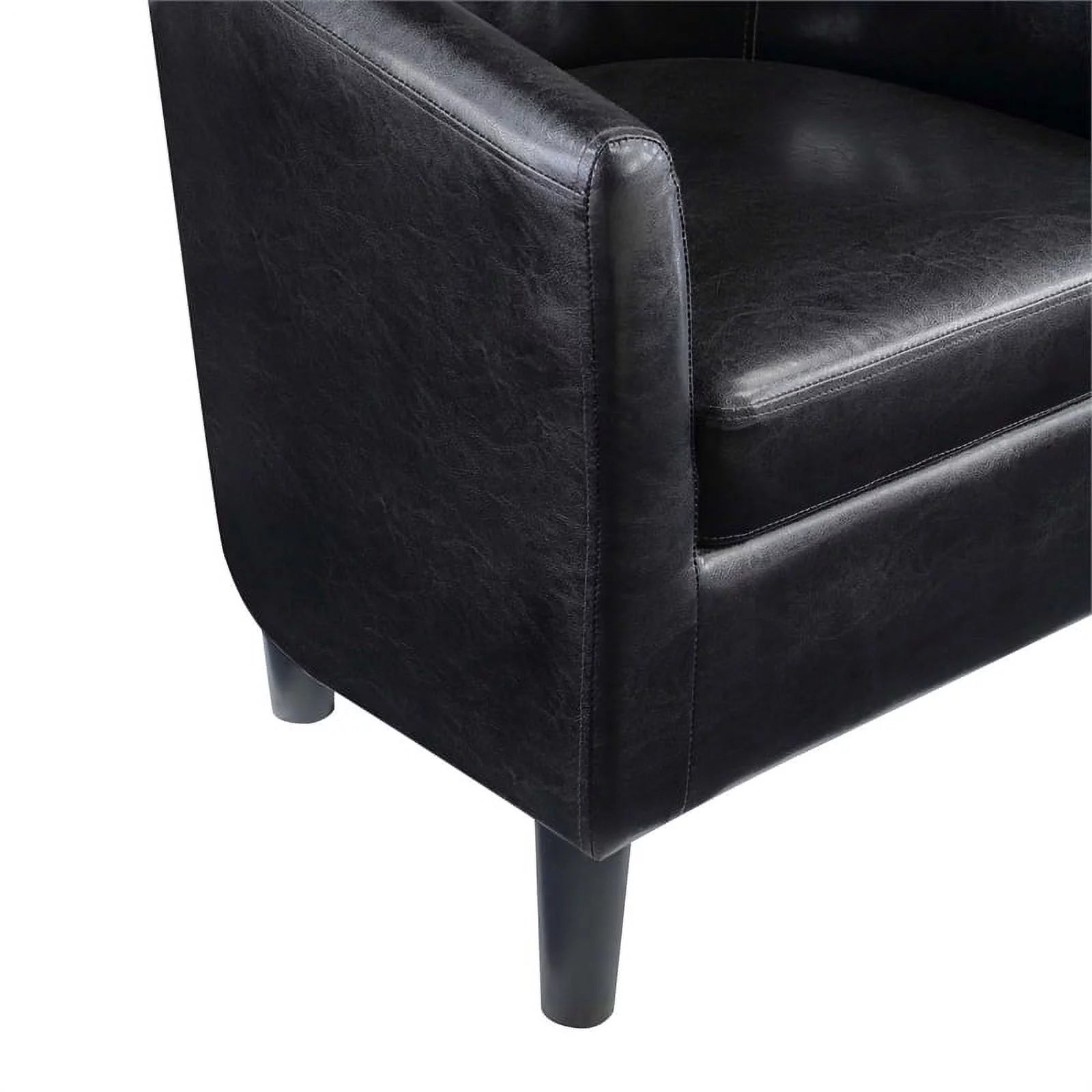 Contemporary Faux Leather Accent Chair with Ottoman in Black Z9531