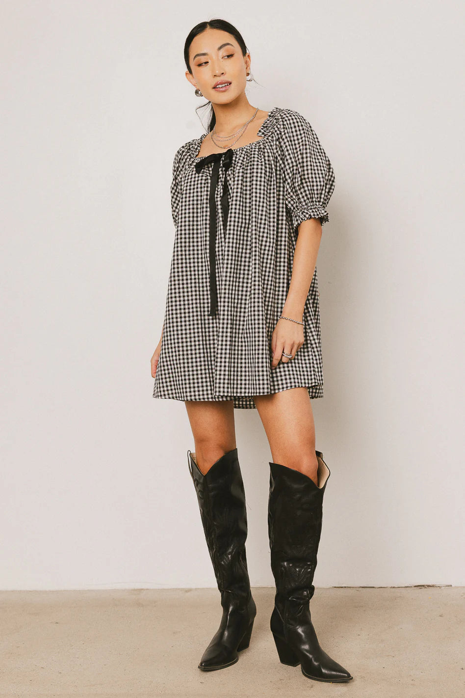 Black Gingham Mini Dress R58280