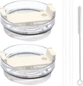 2 Pack Replacement Tumbler Lids for 40oz Travel Tumbler with Plastic Straws and Cleaning Brush B457