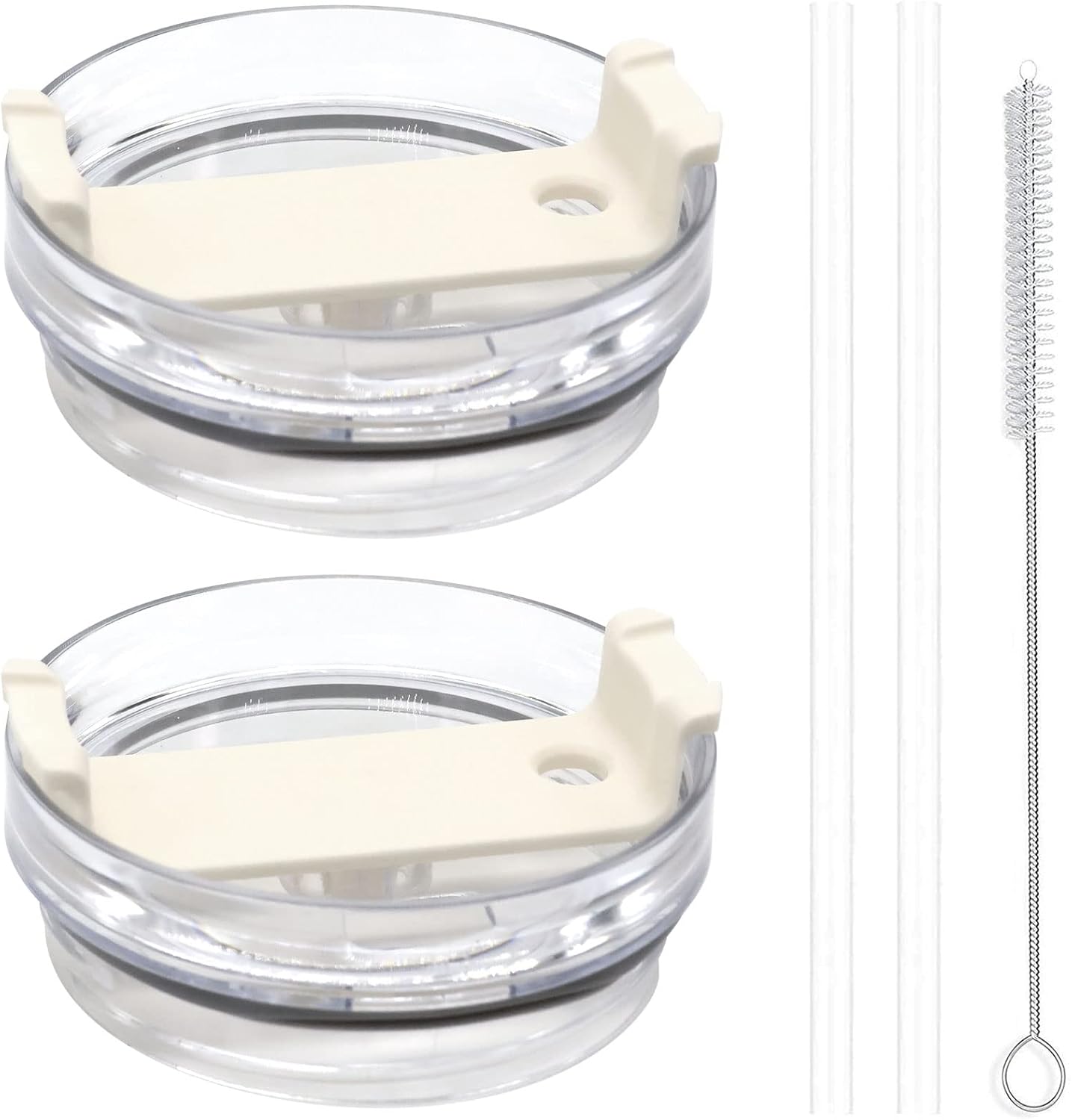 2 Pack Replacement Tumbler Lids for 40oz Travel Tumbler with Plastic Straws and Cleaning Brush B457