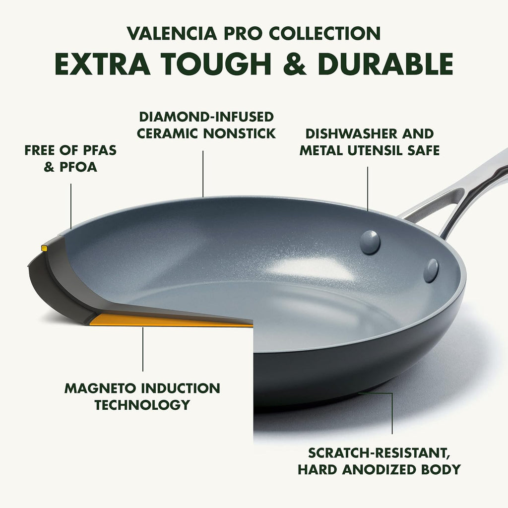 Gray Hard Anodized Ceramic Nonstick 10" Frying Pan with Lid K304