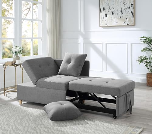 Grey 3 L-Shaped Convertible Sofa Bed W865381