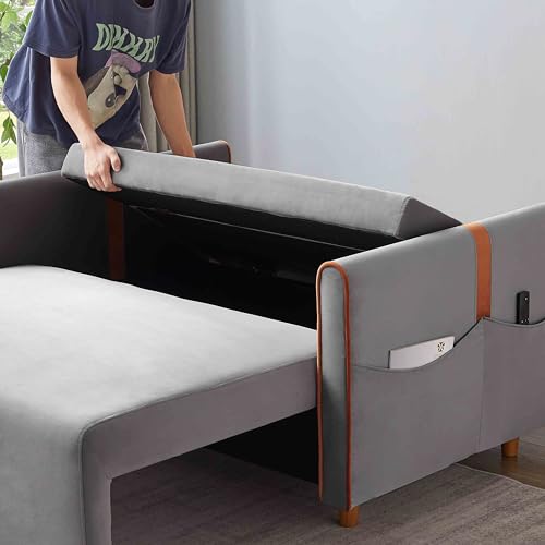 Black Velvet Convertible Sofa Bed with Storage X3326