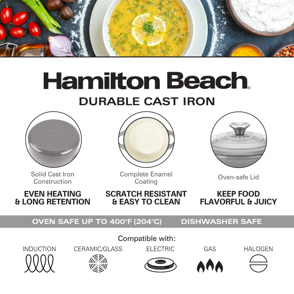 Gray 3-Quart Enameled Cast Iron Dutch Oven with Lid L28221