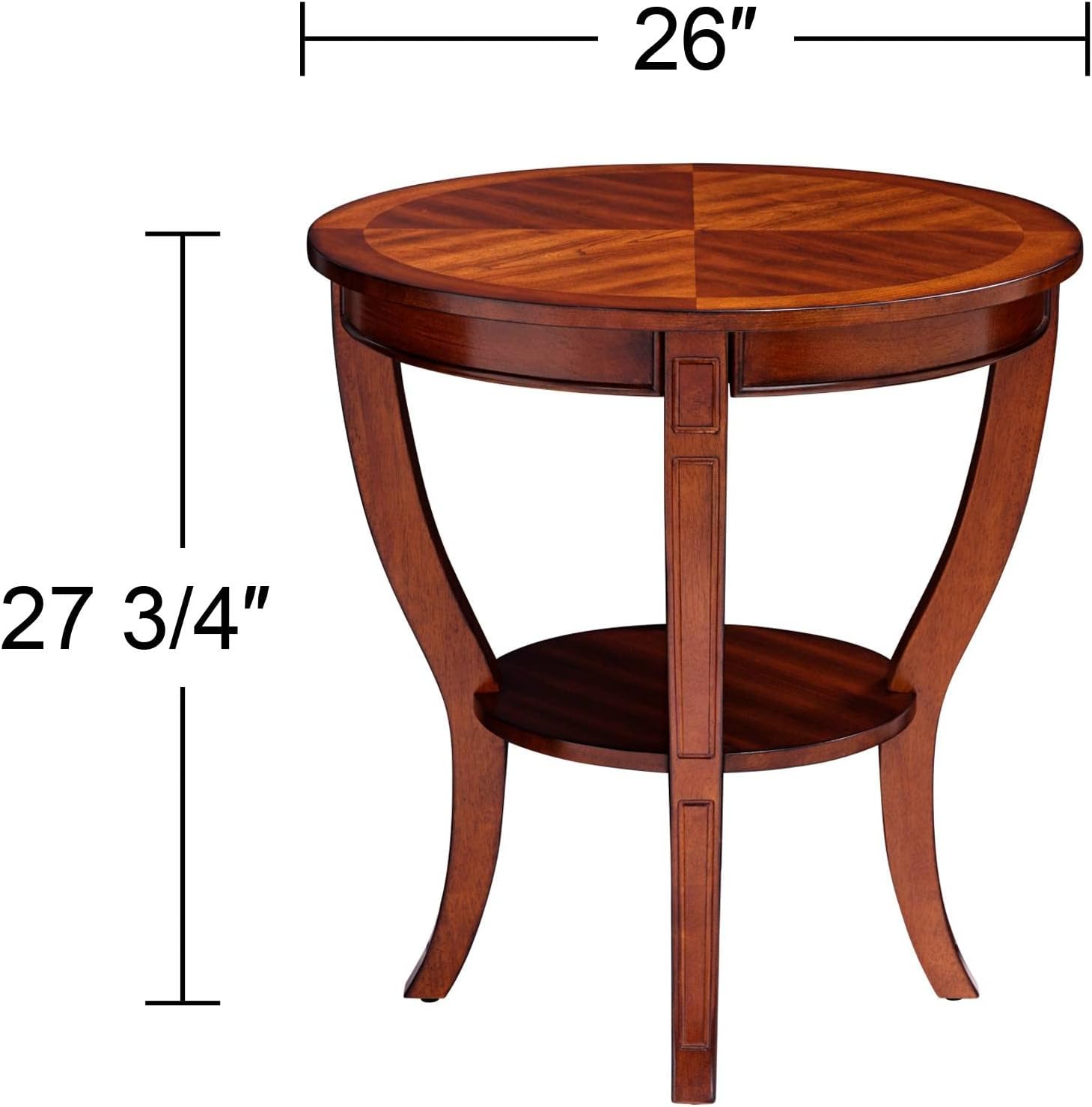 Rustic Cherry Wood Round Accent Side End Table 26" Wide Natural Grain Curving Legs A189118