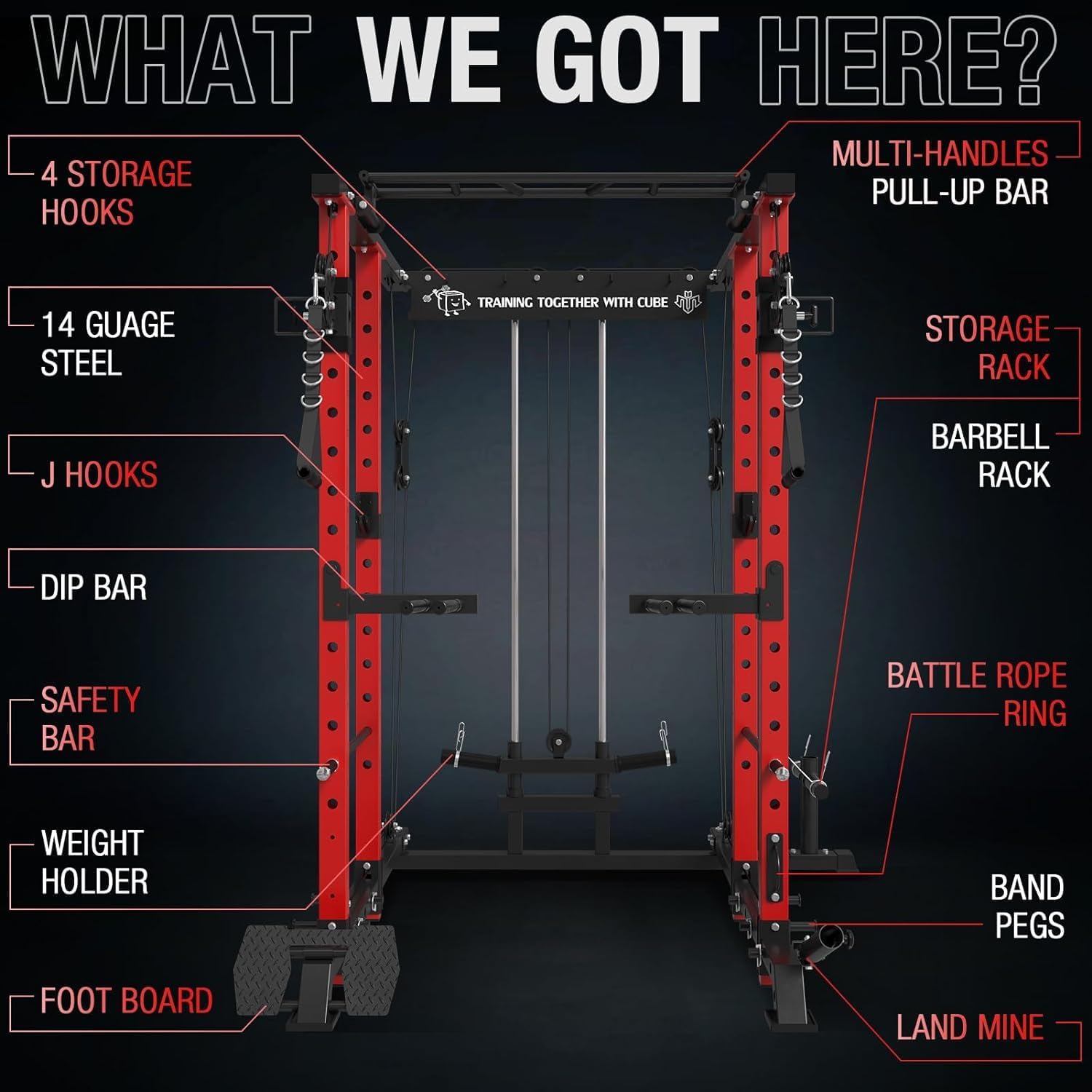 Power Cage with Cable Crossover System and Lat Pull Down System C26008