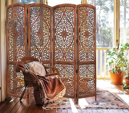 4 Panel Folding Wood Room Divider Y14581
