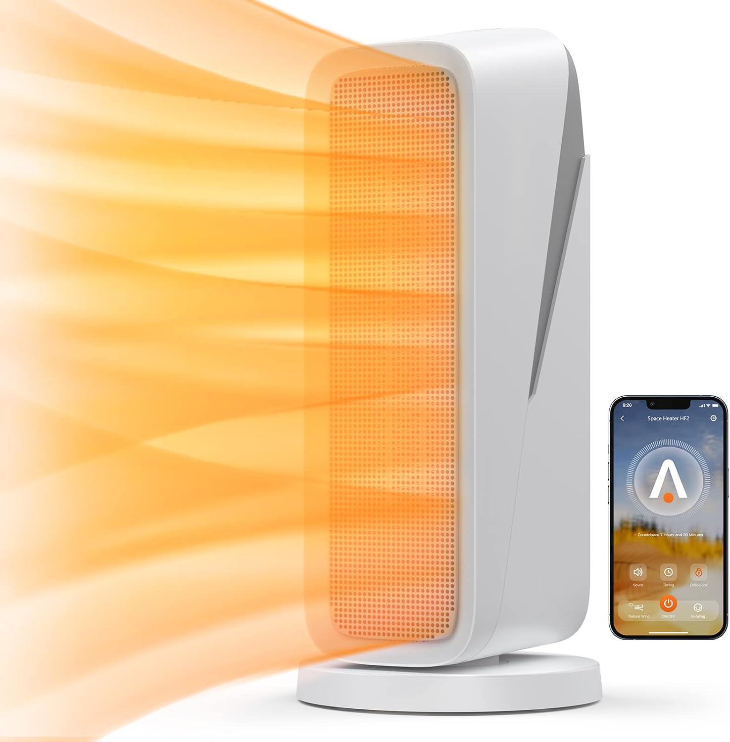 1500W Smart Ceramic Heater with 80° Oscillation K586