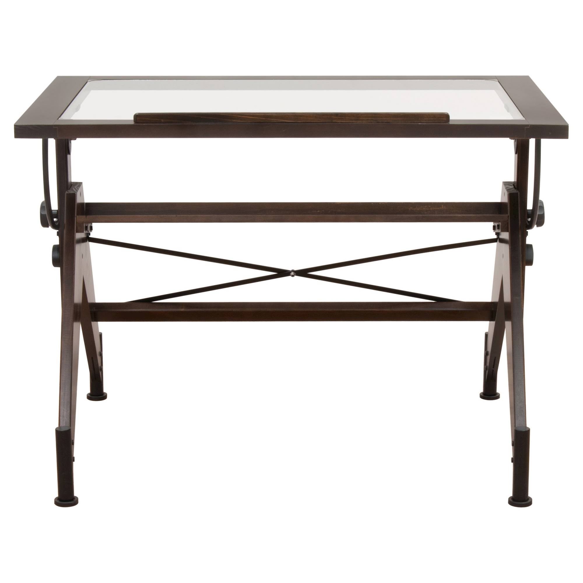 Dark Walnut/Black Glass Top Drafting Table G233