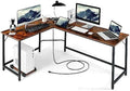 L-Shaped Desk with CPU Stand 66 Inch Wooden Metal Frame Black F7595