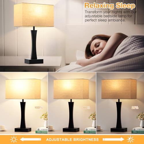 3 Way Dimmable Touch Table Lamp Set of 2 with USB Ports X42235