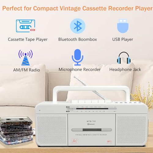 Cassette Player Recorder with Bluetooth, USB, AM/FM Radio Stereo, Portable C570823