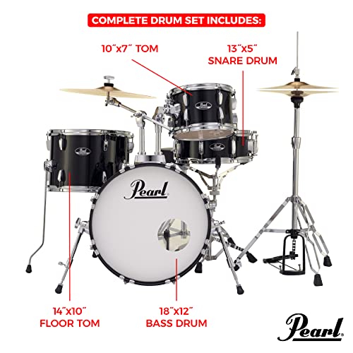 4-Piece Drum Set with Cymbals and Stands Charcoal Metallic S591921