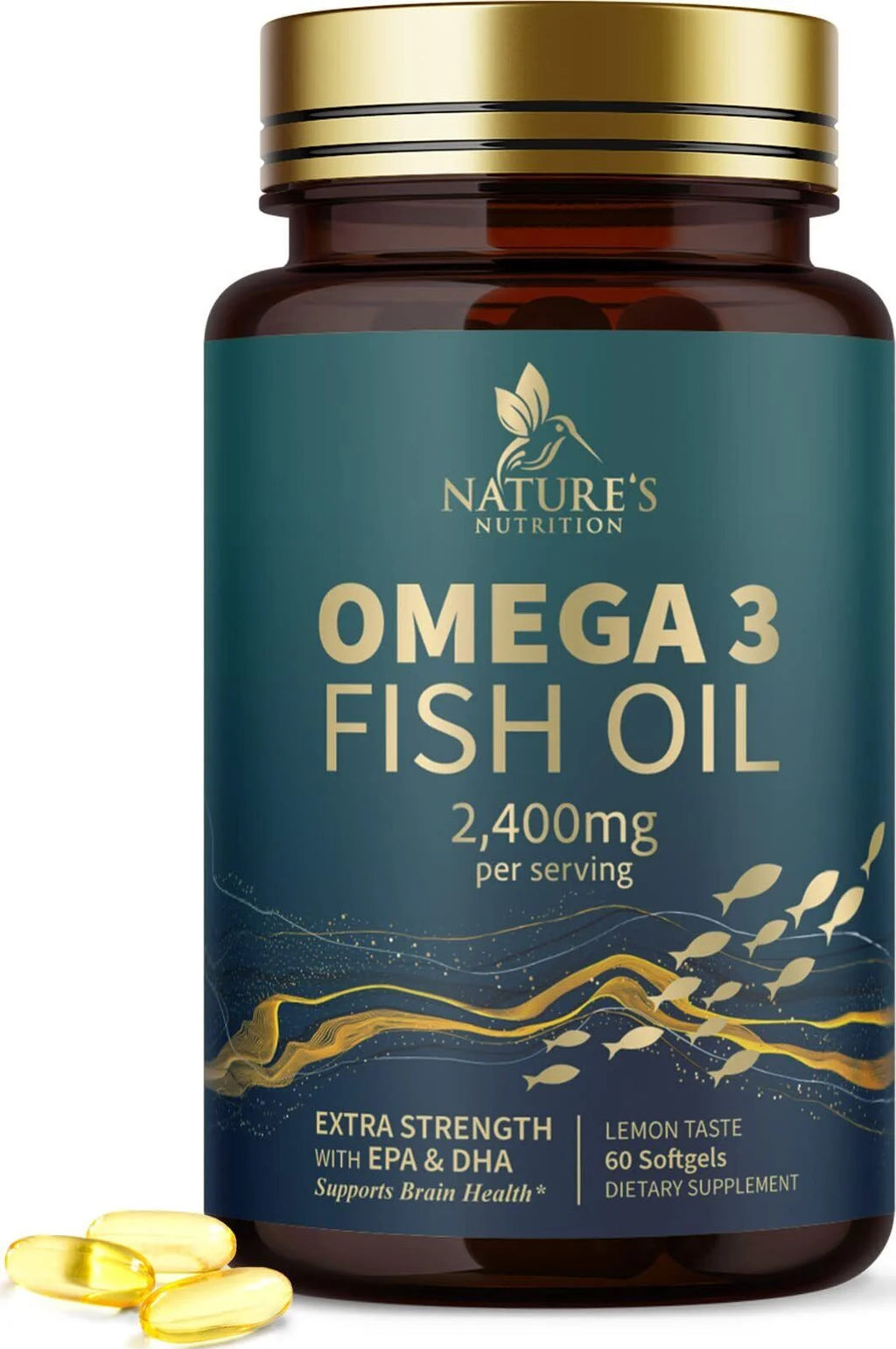 Omega 3 Fish Oil Capsules 2400mg EPA & DHA 60 Softgels X361