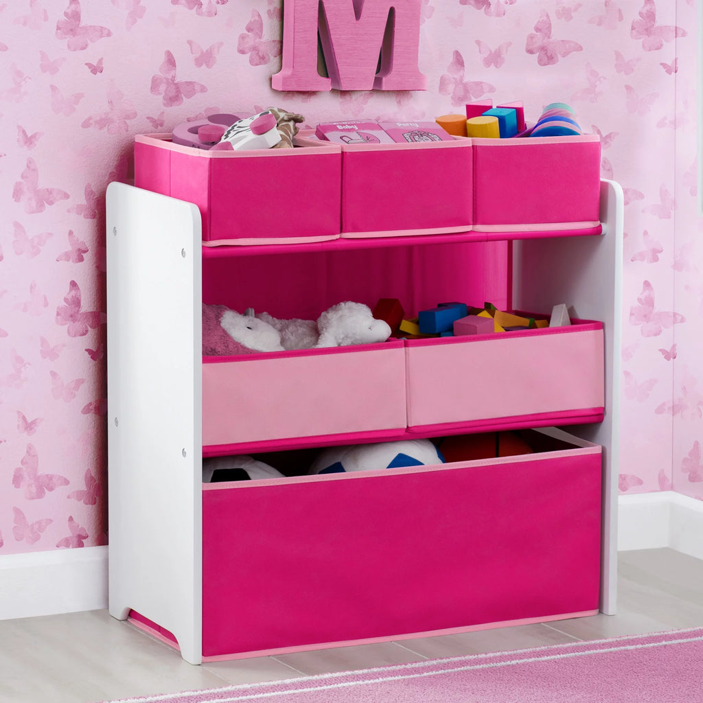 White/Pink 6 Bin Toy Organizer O407013