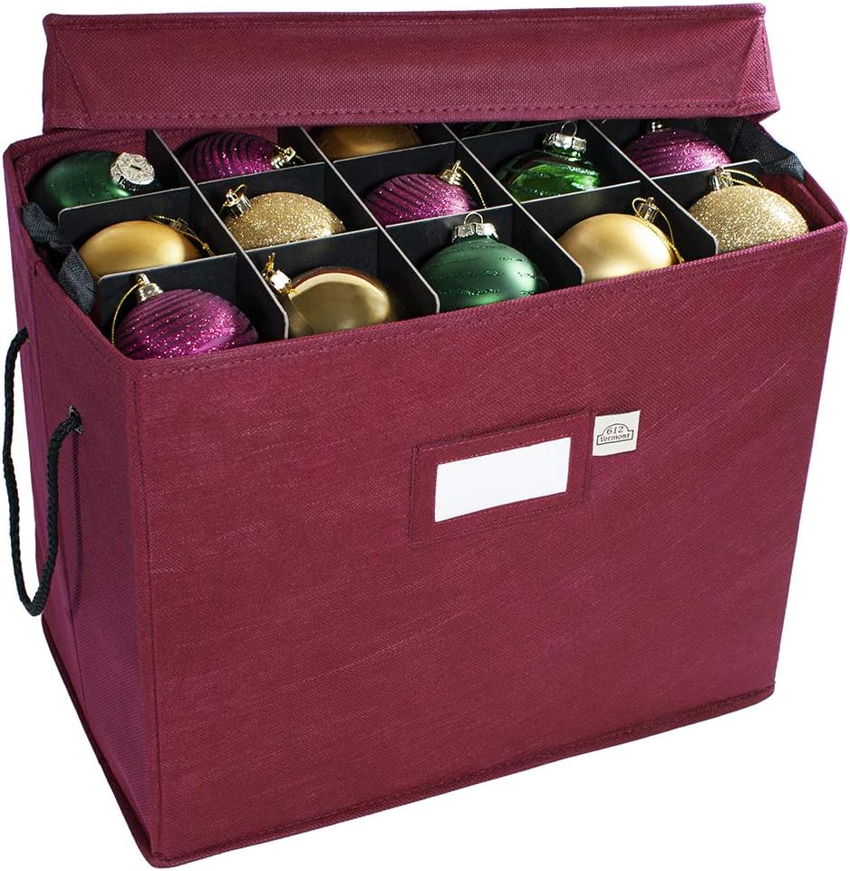 Christmas Ornament Storage Box with Adjustable Dividers, 4 Removable Trays O733475