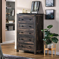 Dark Oak 5 Drawer Wood Dresser Y353