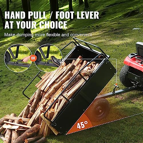 Heavy Duty Steel ATV Dump Cart, 750 lbs, 15 Cubic Feet Garden Utility with Removable Sides U9496