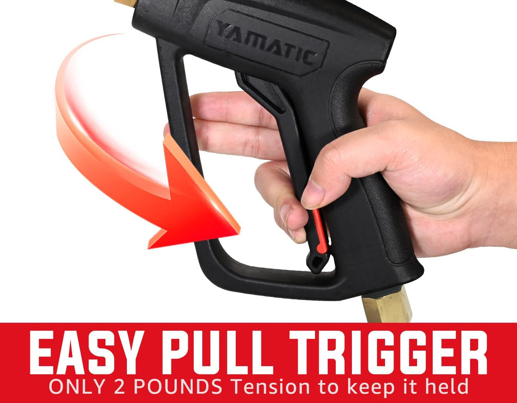 Short Pressure Washer Gun with 3/8" Swivel Quick Connect & M22 Fittings, Power Washer Wand Stubby Trigger Handle with 1/4" Quick Connect Outlet, 4000 PSI Q28324