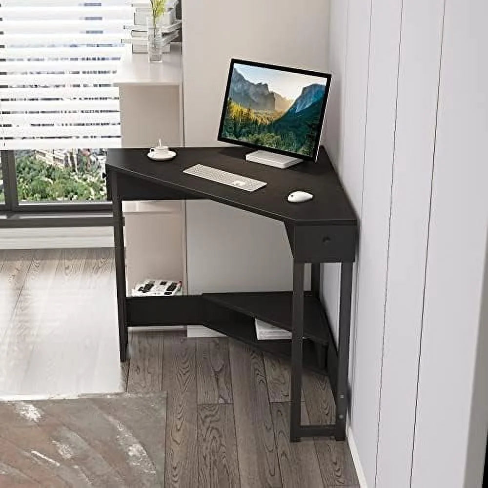 31.5 Inch Triangle Corner Desk with Drawer F55381