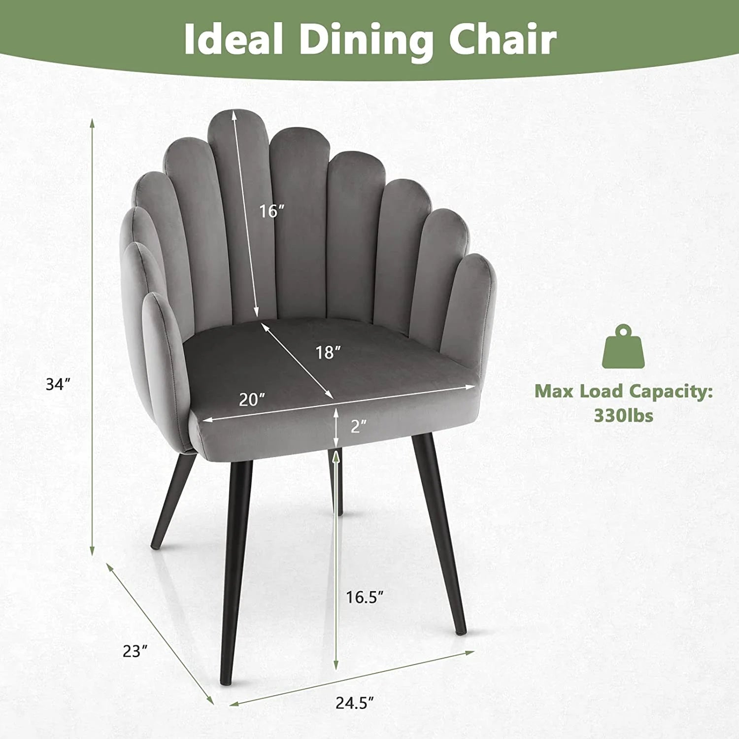 Gray Velvet Accent Dining Chair D801397