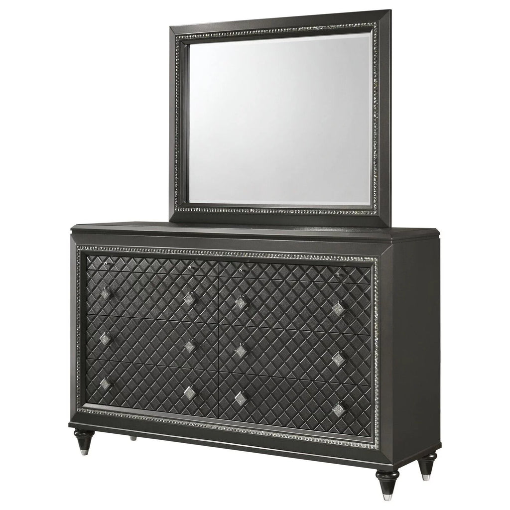 5pc Queen Size Grey Upholstered Bedroom Set T414792
