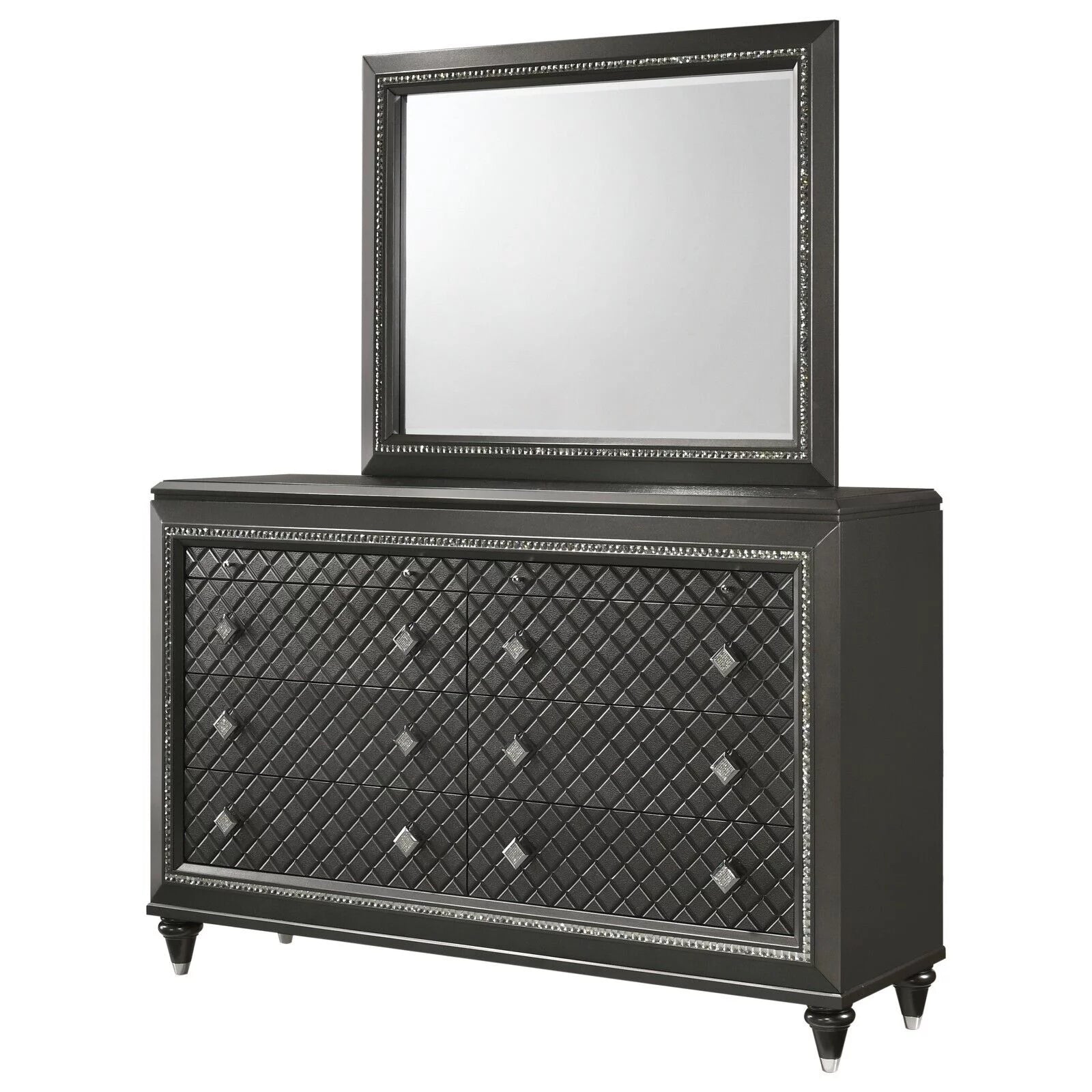 5pc Queen Size Grey Upholstered Bedroom Set T414792